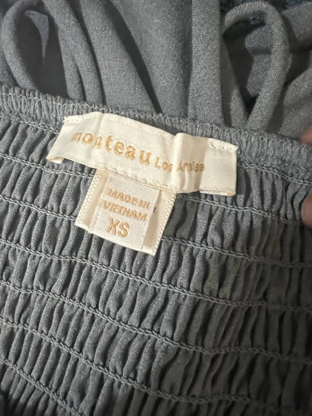 Grey Wide Leg Jumpsuit Smocked Back - Picture 7 of 7